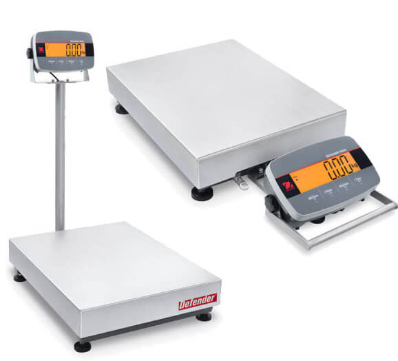 OHAUS Defender stainless-steel industrial floor scales with LED display