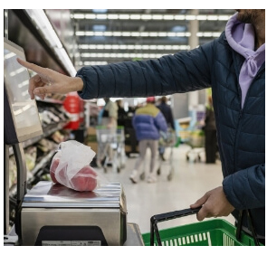 Retail scales at a grocery store checkout