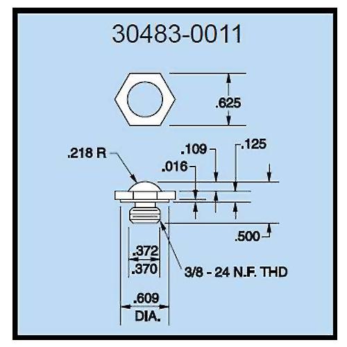 Dillon 30483-0011 Dome Compression Load Fitting for 500 - 1000 lb (500 kg) Capacity Force Gauges