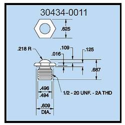 Dillon 30434-0011 Dome Compression Load Fitting for 2,000 to 10,000 lb (1000 & 5000 kg) Capacity Force Gauges