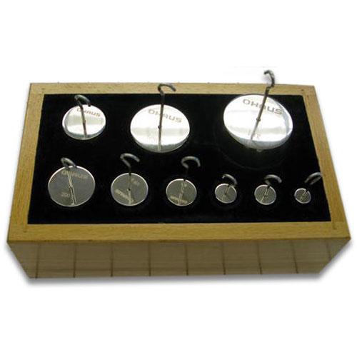 Ohaus 80850130 (46206-00) Internal Tolerance 1000g X 10g, 9 Piece, Open Block, Stainless Steel Hooked Weight Set