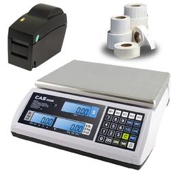 CAS JR-S-2000-60 NTEP Scale, 60 x 0.01 lb w/Printer & Case of Labels