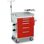 Detecto WC33669RED-L WHISPER Emergency Room Cart with Accessories 5 Drawers Detecto WC33669RED-L WHIS