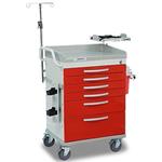 Detecto WC33669RED-L WHISPER Emergency Room Cart with Accessories 6 Drawers Detecto WC33669RED-L WHIS