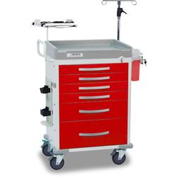 Detecto RC333369RED-L Rescue Emergency Room Carts 6 Drawers (Red)
