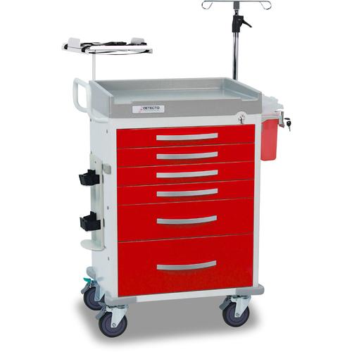 Detecto RC333369RED-L Rescue Emergency Room Carts 6 Drawers (Red)
