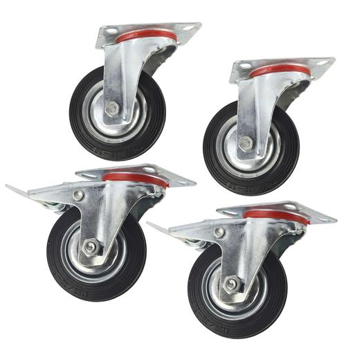 DIGI 73381 4 in (100 mm) castors (4 swivels, 2 with brakes) 