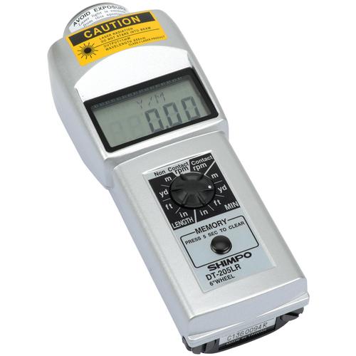 Shimpo DT-205LR Contact/Non-Contact Tachometer, LCD, 6in wheel