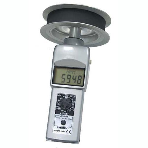 Shimpo DT-105A-12CBL Contact Style Digital Handheld Tachometer, LCD, 12in Circumference Cable Wheel