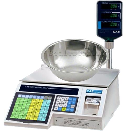 CAS LP-1000NP Label Printing Scale with Pole Legal for Trade with Produce Bowl, 30 x 0.01 lb