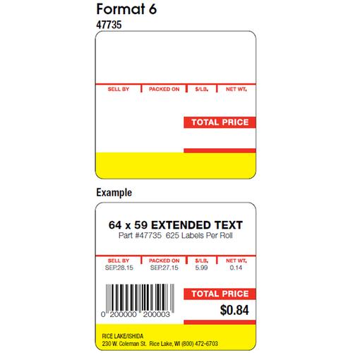 Ishida 47735 Format 6 - 1 Name Line and 6 Ingredient Lines 12 Rolls