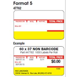 Ishida 47762 Format 5 - No Barcode 1 Name Line and 2 Ingredient Lines 12 Rolls