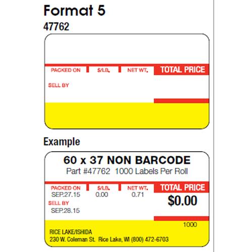 Ishida 47762 Format 5 - No Barcode 1 Name Line and 2 Ingredient Lines 12 Rolls