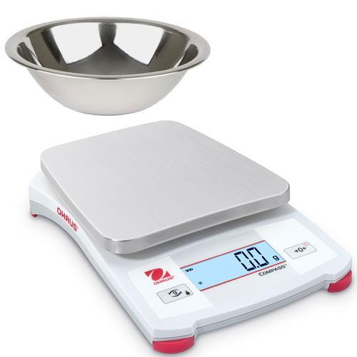 Ohaus CX-1221B Compass CX Kitchen Scale with Stainless Steel Bowl 1200 x 0.1 g