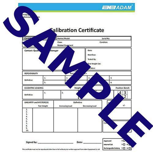 Adam Equipment 700660289 Calibration Certificate