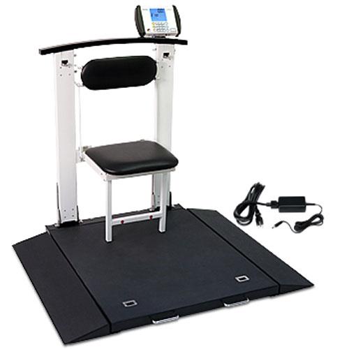Detecto 6570-AC Portable  Handrail and Seat Wheelchair Scale with AC Adapter 1000 lb x 0.2 lb