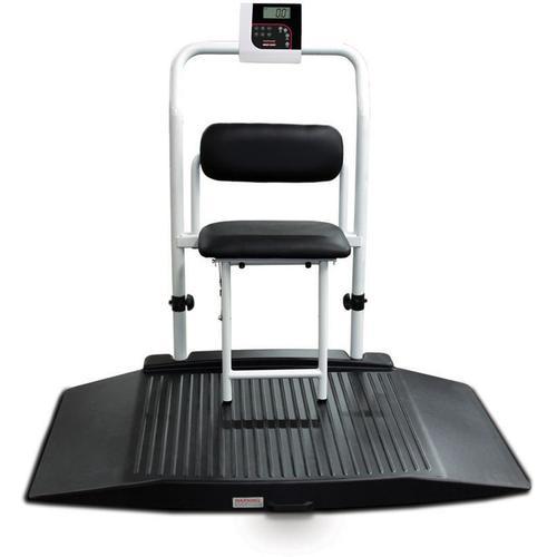 Rice Lake 350-10-4BLE Dual Ramp Wheelchair Platform Scale with Seat and BlueTooth - 1000 lb x 0.2 lb