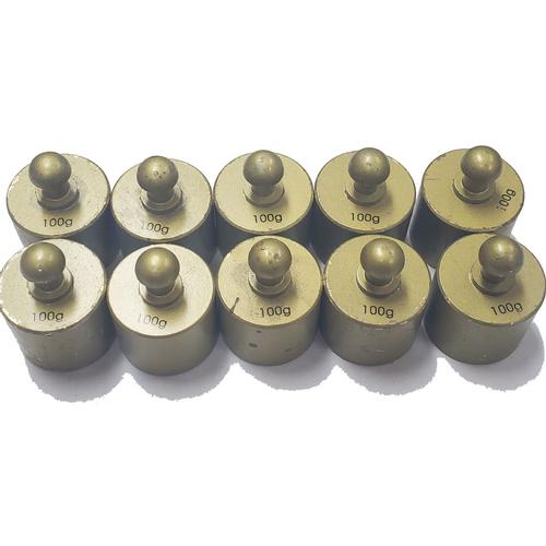 Ohaus General Purpose Brass (Slightly Used) Individual Screw Knob Calibration Weight - 100g (10 ct)