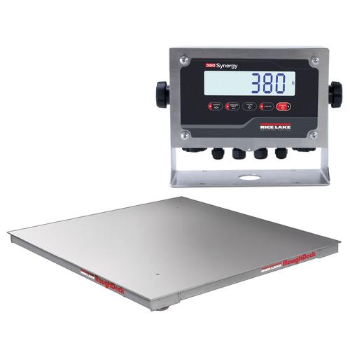 Rice Lake 380-18663 Stainless Steel Roughdeck Floor Scale 2.5 ft x 2.5 ft Legal for Trade with 380 Indicator - 2000 x 0.5 lb
