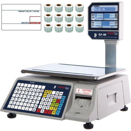 Vision DLP-300-8010 Legal for Trade Price Computing Scale with Column and 1 case of LST-8010 Lables  30 x 0.01 lb and 60 x 0.02 lb