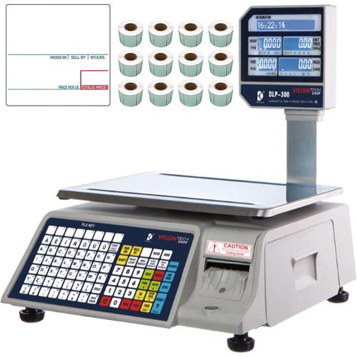 Vision DLP-300-8020 Legal for Trade Price Computing Scale with Column and 1 case of LST-8020 Lables  30 x 0.01 lb and 60 x 0.02 lb
