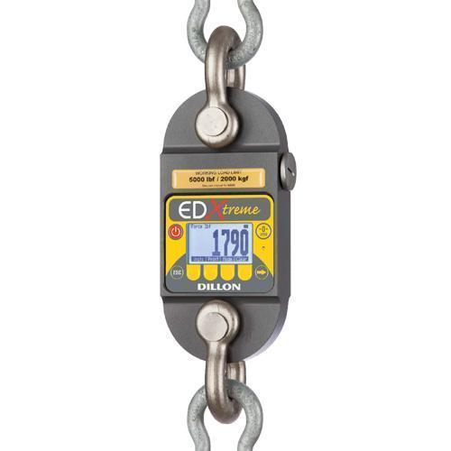 Dillon AWT05-101156 EDXtreme RED Dynamometer USB with two shackles & backlight 25000 x 5 lbs