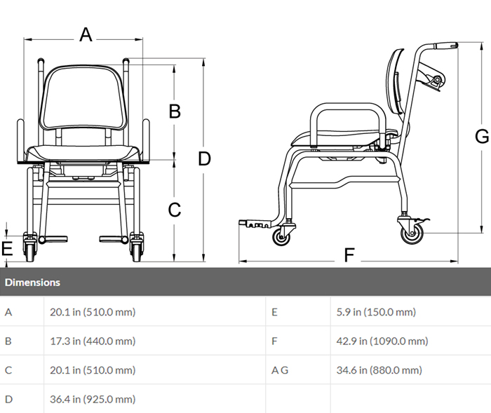 Rice Lake 560-10-1 Digital Physician Chair Scale, 660 x 0.2 lb