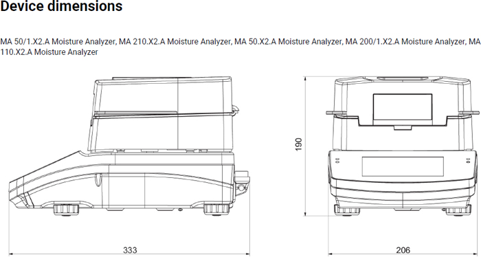 dims for RADWAG MA 5Y.IC Moisture Analyzers